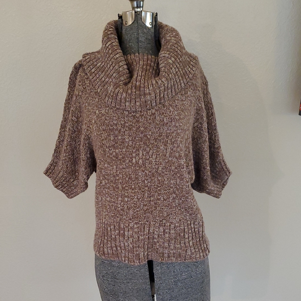 Vanity Heathered Brown Cowl Neck Sweater